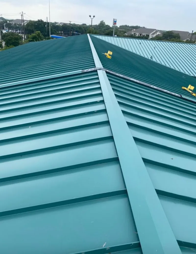 Green commercial metal roof ridge and valley for Metal Roof Repair in Beebe